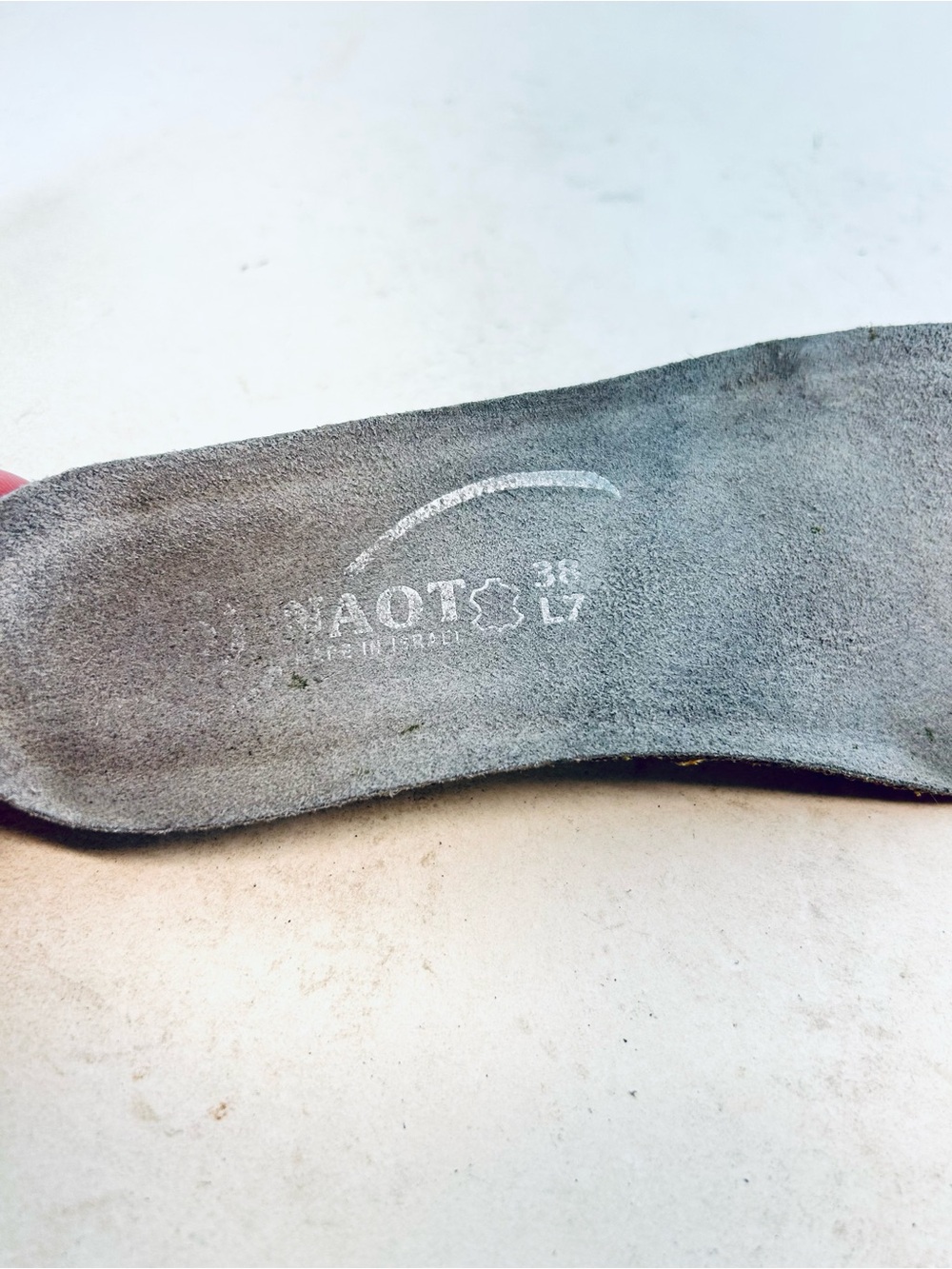 Naot Gray Suede Silver Leather Trim Kirei Flat Mary Janes, size 38 7-7.5 WIDE - Picture 7 of 11